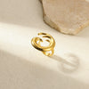 Wholesale Stainless Steel Pleated Geometric Glossy Ring With Sunflower Design And Electroplating