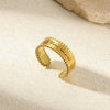 Wholesale Stainless Steel Pleated Geometric Glossy Ring With Sunflower Design And Electroplating