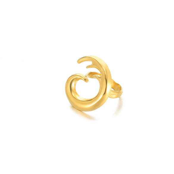 Wholesale Stainless Steel Pleated Geometric Glossy Ring With Sunflower Design And Electroplating