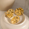 Wholesale Stainless Steel Pleated Round Earrings And Hammer Ring For Women With Electroplating Treatment