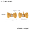 Wholesale 316L Stainless Steel Pleated Zircon Bow Geometric Women's Earrings Pvd Plated 18K Real Gold Light Luxury Style