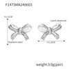 Wholesale 316L Stainless Steel Pleated Zircon Bow Geometric Women's Earrings Pvd Plated 18K Real Gold Light Luxury Style
