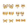 Wholesale 316L Stainless Steel Pleated Zircon Bow Geometric Women's Earrings Pvd Plated 18K Real Gold Light Luxury Style