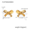 Wholesale 316L Stainless Steel Pleated Zircon Bow Geometric Women's Earrings Pvd Plated 18K Real Gold Light Luxury Style