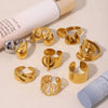 Wholesale Stainless Steel Pvd Electroplated 18K True Gold Light Luxury Geometric Fashion Ring For Women