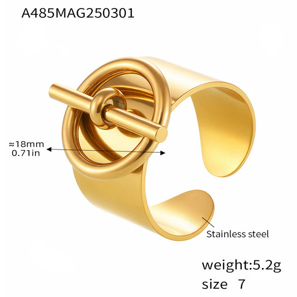 Wholesale Stainless Steel Pvd Electroplated 18K True Gold Light Luxury Geometric Fashion Ring For Women