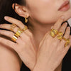 Wholesale Stainless Steel Pvd Electroplated 18K True Gold Light Luxury Geometric Fashion Ring For Women