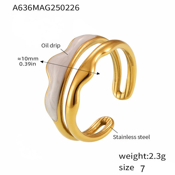 Wholesale Stainless Steel Pvd Electroplated 18K True Gold Light Luxury Geometric Fashion Ring For Women