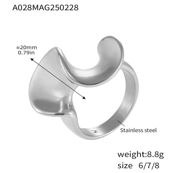 Wholesale Stainless Steel Pvd Electroplated 18K True Gold Light Luxury Geometric Fashion Ring For Women