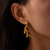 Wholesale Stainless Steel Pvd Gold Plated Irregular Niche Style Electroplated Earrings For Women
