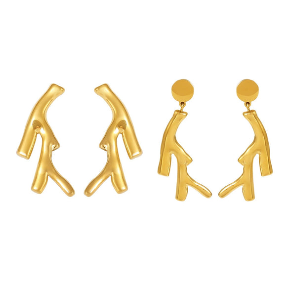 Wholesale Stainless Steel Pvd Gold Plated Irregular Niche Style Electroplated Earrings For Women
