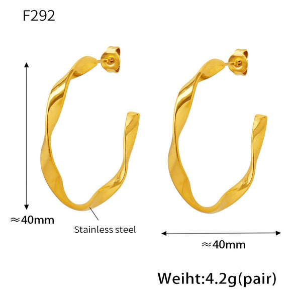 Wholesale Stainless Steel Pvd Plated C Shaped And U Shaped Geometric Circle Earrings For Women
