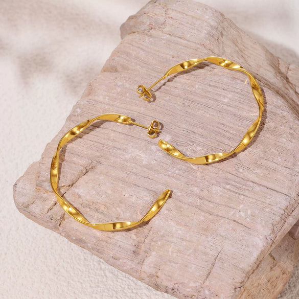 Wholesale Stainless Steel Pvd Plated C Shaped And U Shaped Geometric Circle Earrings For Women