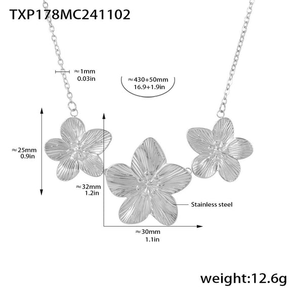 Wholesale 316L Stainless Steel Pvd Plated Jewelry Set With Golden Flower Design Ring Necklace Bracelet