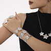 Wholesale 316L Stainless Steel Pvd Plated Jewelry Set With Golden Flower Design Ring Necklace Bracelet