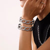 Wholesale Stainless Steel Pvd Plated 18K Real Gold Interlocking Bracelet With Geometric Style