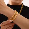 Wholesale Stainless Steel Pvd Plated 18K Real Gold Interlocking Bracelet With Geometric Style