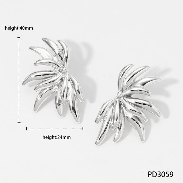 Wholesale 316 Stainless Steel Pvd Vacuum Furnace Electroplated Gold Angel Wings And Half Flower Earrings For Women