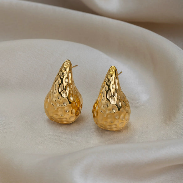 Wholesale Stainless Steel Real Gold Plated Exaggerated Drop Shape Earrings For Women