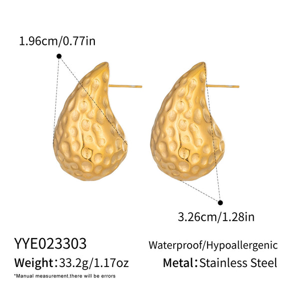 Wholesale Stainless Steel Real Gold Plated Exaggerated Drop Shape Earrings For Women