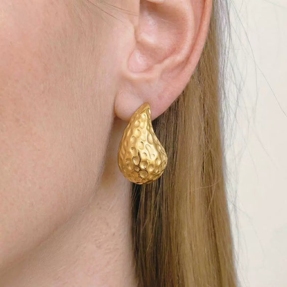 Wholesale Stainless Steel Real Gold Plated Exaggerated Drop Shape Earrings For Women
