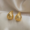 Wholesale Stainless Steel Real Gold Plated Exaggerated Drop Shape Earrings For Women