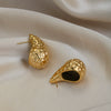 Wholesale Stainless Steel Real Gold Plated Exaggerated Drop Shape Earrings For Women