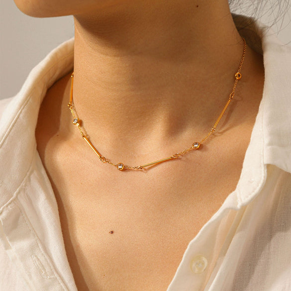 Wholesale Stainless Steel Real Gold Plated Geometric Necklace For Women