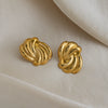 Wholesale Stainless Steel Real Gold Plated Geometric Striped Earrings For Women