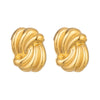 Wholesale Stainless Steel Real Gold Plated Geometric Striped Earrings For Women