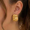 Wholesale Stainless Steel Real Gold Plated Geometric Striped Earrings For Women