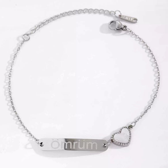 Wholesale Stainless Steel Real Gold Plated Heart Shape Letter Bracelet For Women And Unisex