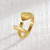 Wholesale Stainless Steel Real Gold Plated Minimalist Design Letter And Number Shape Women's Ring