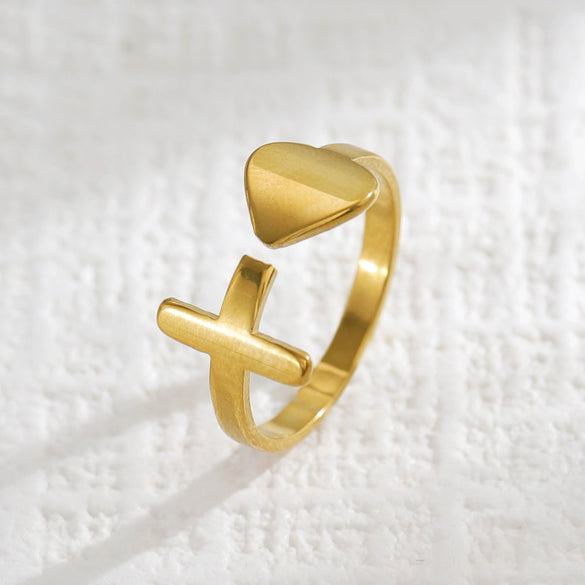 Wholesale Stainless Steel Real Gold Plated Minimalist Design Letter And Number Shape Women's Ring