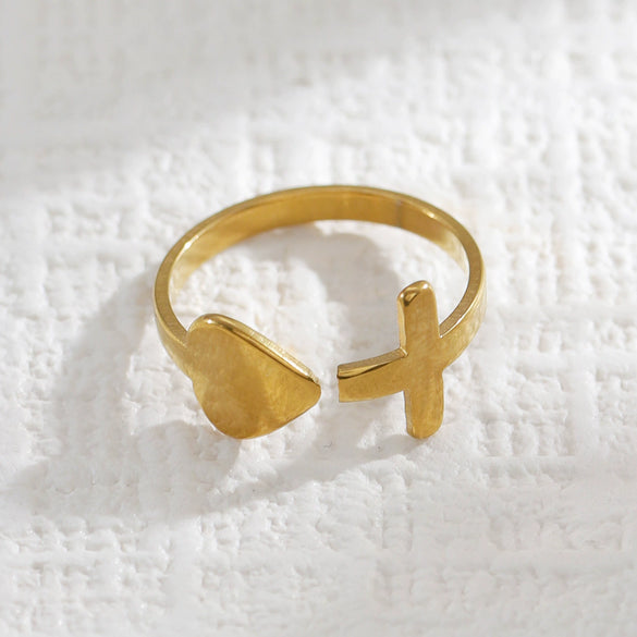 Wholesale Stainless Steel Real Gold Plated Minimalist Design Letter And Number Shape Women's Ring