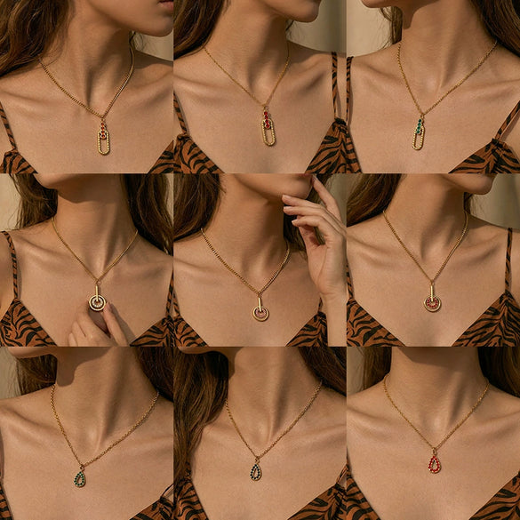 Wholesale Stainless Steel Real Gold Plated Ushaped Heart Pendant Necklace For Women