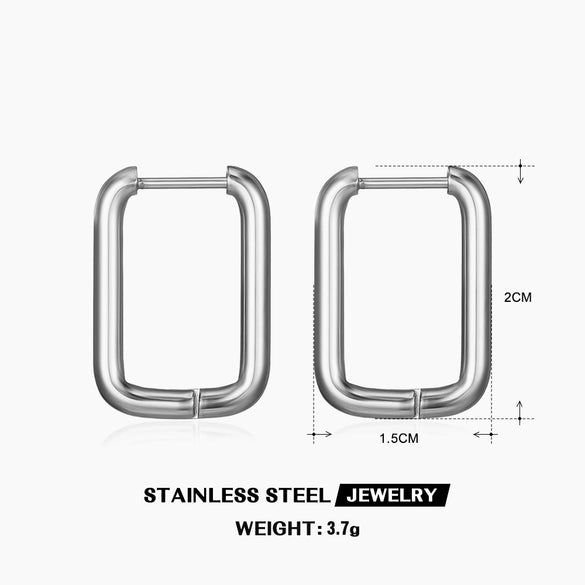 Wholesale Stainless Steel Rectangular Geometric Women's Earrings 18K Gold Plated