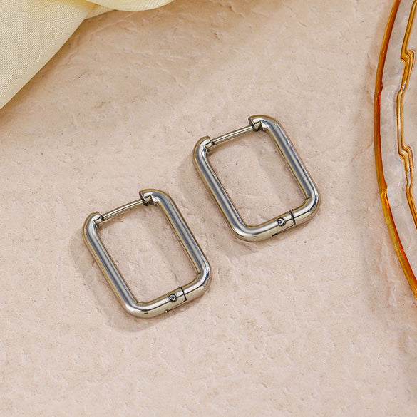 Wholesale Stainless Steel Rectangular Geometric Women's Earrings 18K Gold Plated