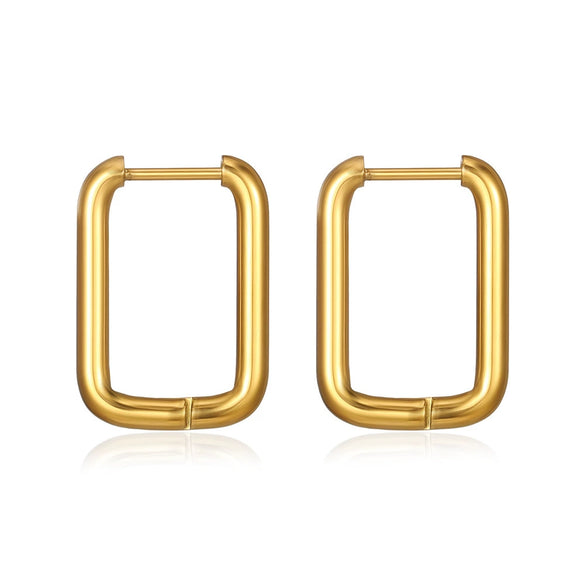 Wholesale Stainless Steel Rectangular Geometric Women's Earrings 18K Gold Plated