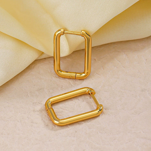 Wholesale Stainless Steel Rectangular Geometric Women's Earrings 18K Gold Plated