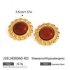 Wholesale Stainless Steel Red Agate Earrings With Zircon Geometric Style Electroplated For Women