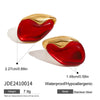 Wholesale Stainless Steel Red Agate Earrings With Zircon Geometric Style Electroplated For Women