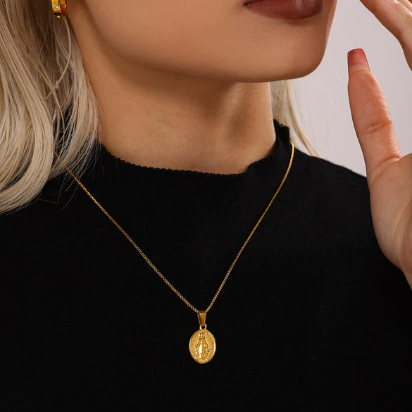 Wholesale Stainless Steel Religious Figure Tag Accessories Box Chain With Devil's Eye Double Layer Stacked Design Electroplated For Women Geometric Style