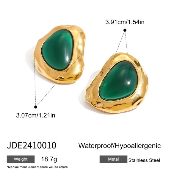 Wholesale Stainless Steel Resin Retro Earrings With Geometric Style And Electroplating