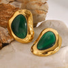 Wholesale Stainless Steel Resin Retro Earrings With Geometric Style And Electroplating