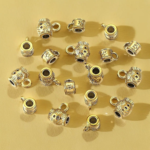 Wholesale Stainless Steel Retaining Beads For Necklace And Bracelet Large Hole Design Electroplating Process Retro Style Handmade