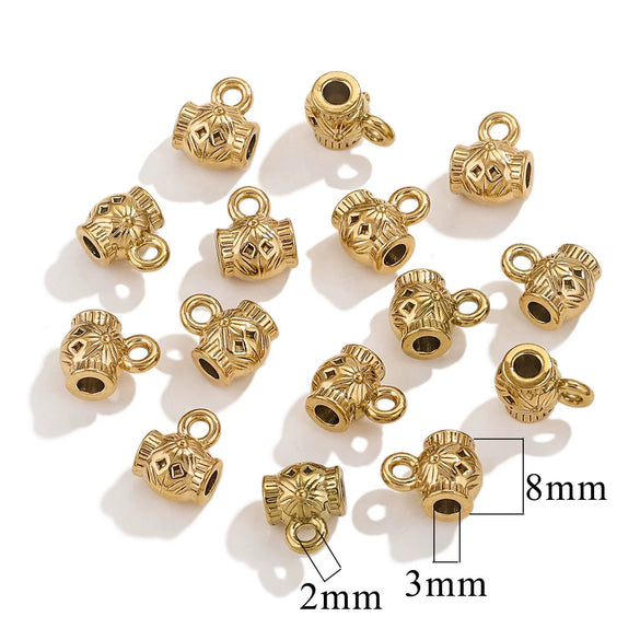 Wholesale Stainless Steel Retaining Beads For Necklace And Bracelet Large Hole Design Electroplating Process Retro Style Handmade