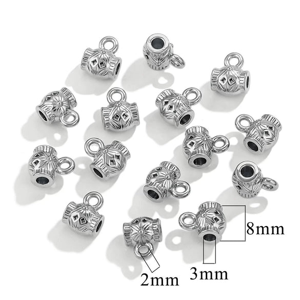 Wholesale Stainless Steel Retaining Beads For Necklace And Bracelet Large Hole Design Electroplating Process Retro Style Handmade