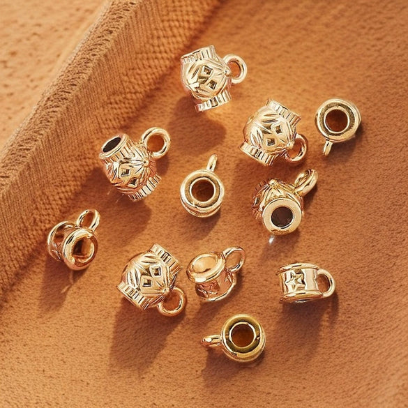 Wholesale Stainless Steel Retaining Beads For Necklace And Bracelet Large Hole Design Electroplating Process Retro Style Handmade