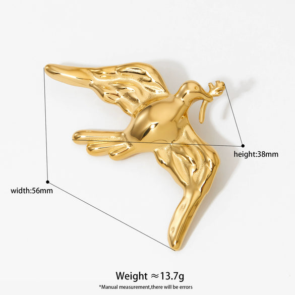 Wholesale Stainless Steel Retro Animal Peace Dove Bee Brooch With Electroplating Design